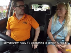 Fake Driving School (FakeHub): Sloppy titwank and backseat blowjob