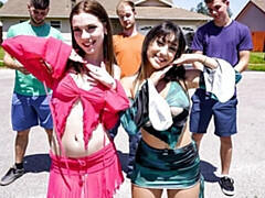 Cutie with round ass Venus Vixen and Violet Gems fucked by big cocks