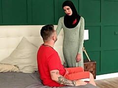 Lustful as hell Muslim doll Macarena Lewis screwed for money