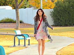 Amateur, Asiático, Al aire libre, Público