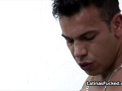 Hammering fake titty Latina nympho