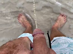 Leie, Strand, Grosser schwanz, Spermaladung, Schwul, Behaart, Masturbation, Im freien