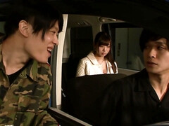 Aziatisch, Rondborstig, Sperma, Hondjeshouding, Groep, Japaans, Natuurlijke tieten, Tieten likken