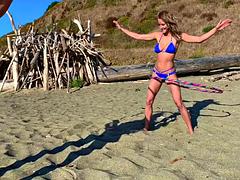 Two pretty sport girls takes pleasure with a stud in nature: Blowjob, Babe  Big Dick Porn