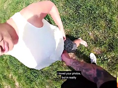 Leie, Tussi, Blasen, Auto, Handjob, Im freien, Öffentlich, Realität