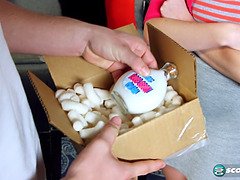 ブロンド, フェラチオ, イく瞬間, チン, フェラする, ティーン