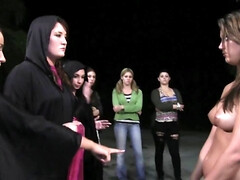 Submissive chicks are tied up and punished at the lesbian orgy