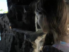 お尻, ビーチ, ビキニ, 茶髪の, 足コキ, 彼女, 毛深い, バイブレーター