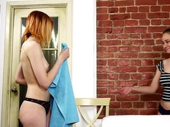 Skinny teen Elvira lesbian erotic massage scene