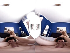 Tridimensionnel, Cul, Brunette brune, Famille, Hd, Seins naturels, Adolescente, Plan cul à trois