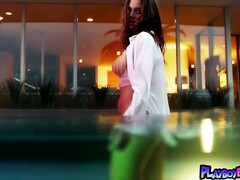 18 años, Morena, Tetona, Lencería, Natural, Al aire libre, Solo, Adolescente