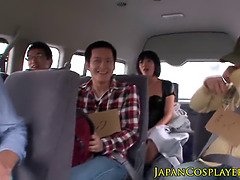 Busty japanese leather las cockrides in group