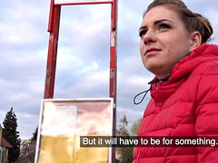 FAKEHUB - Babe4cash sucks in public and gets fucked POV indoors