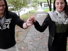 Elegant Euro brunette was picked up in a park for porn casting