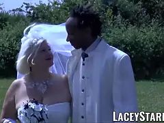 Laceystarr - granny bride fed with jizz after big black cock fucking