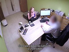 面接, 茶髪の, チン, シゴき, 淫乱熟女, オマンコ, 義母, ティーン