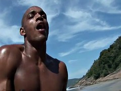 In den arsch, Strand, Grosser schwanz, Schwarz, Paar, Schwarz, Schwul, Latina