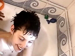 なめる, 3p男男女, ヌード, パーティ, オマンコ, シャワー, 三人, のぞき