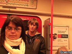 Horny dude hooks up busty mature chick in metro