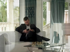 美女, ベッドルーム, フェラチオ, 手コキする, なめる, オマンコ, スパンキング