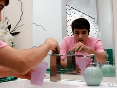 Angel Youngs and Jasmine Wilde pleasuring young dude in bed