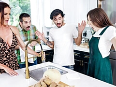 Gorgeous babes Sofie Marie and Maya Woulfe have a foursome