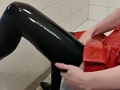 Amateur, Fetichismo travestista, Holandés, Fetiche, Látex, Lencería, Flaco, Solo