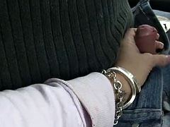 Leie, Tussi, Grosse titten, Blasen, Auto, Paar, Flashen, Pov
