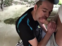 Sneaker fetish stockings fucked by inked gaydaddy outdoors