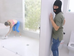 Badkamer, Grote lul, Grote mammen, Pijpbeurt, Klietelaar, Stel, Masturbatie, Douche