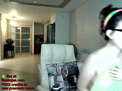 Chica, Tetas grandes, Japonés, Coreano, Masturbación, Solo, Tetas, Camara web