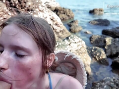 18 jaar, Enthousiasteling, Pijpbeurt, Sperma in mond, Schattig, Buiten, Gezichtspunt, Openbaar