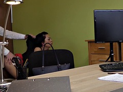 Brunette brune, Tchèque, Européenne, Hard, Bureau, Adolescente