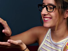 CFNM amateur teen gives her 1st CFNM blowjob with cumshot ending