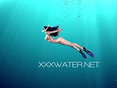 Olla Oglaebina and Stephanie Moon - sexy naked girls in the pool