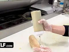 Mylf - big titted blondie milf Nina Elle whips her massive hooters out and makes teen stud cover them in jizz