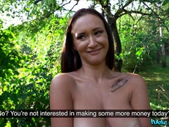 Latina Hot Babe Mina Moreno Sucks Cock for Cash in the Woods