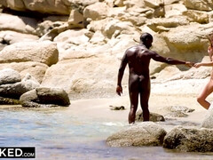 Chica, Playa, Mamada, Polla, Interracial, Lamidas, Al aire libre, Flaco