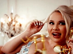 デカパイ, ブロンド, オナニー, 淫乱熟女, オーガズム, 一人, オッパイの, おもちゃ