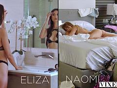 VIXEN Gorgeous Eliza  Naomi team up to seduce their boss: Blowjob, Hardcore  Brunette Porn