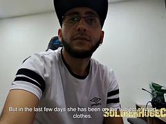 デカチン, ハードコア, ラティーナ, オフィス, 魅力的, スペイン人, ティーン, オッパイの