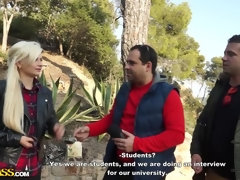 黒人, ブロンド, 顔射, お金, アウトドア, ストッキング, タトゥー, 三人