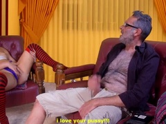 Step Dad Watches Teen Masturbate and Fingers Her Shaved Pussy - Homemade Amateur Cuckold