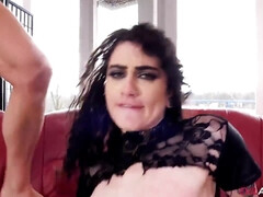 Anaal, Pijpbeurt, Bruinharig, Dubbele penetratie, Gapende, Interraciaal, Roodharige vrouw, Kousen