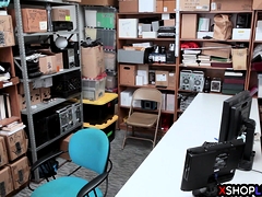 Small shoplifting teen busted and fucked by security