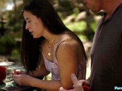 Mamada, Morena, Pareja, Hd, Al aire libre, Coño, Afeitado, Tetas