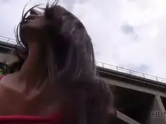 Hunt4k. dark haired sweetheart letna garden sucks strangers dick for money