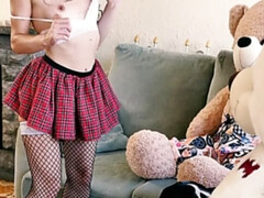 Italian porno star Valentina Bianco in hard core 3 some with 2 teddy bears