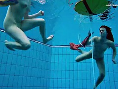 美女, デカパイ, エロティック, ヨーロピアン, 公共, ロシア人, オッパイの, 水中