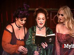 Trio Evil Witches Take Over Virgin Asian Dude For Halloween